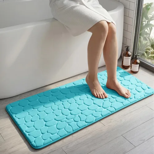 Miniatura 15 de YIHOUSE - Alfombra de espuma viscoelástica para pasillo, alfombras de baño con patrón de adoquín, superabsorbentes, alfombras de baño lavables a