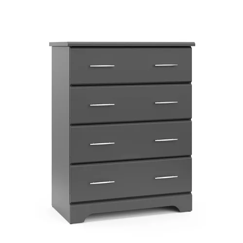 Storkcraft - Cómoda de 4 cajones Brookside (color gris), con certificado GREENGUARD Gold, para habitación de bebé o niños, organizador