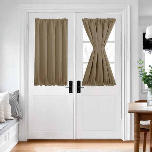 Miniatura 49 de Cortina térmica para puerta con bolsillo para barra, opacas, tratamiento de ventanas con ojales y ojales Deconovo 1 panel