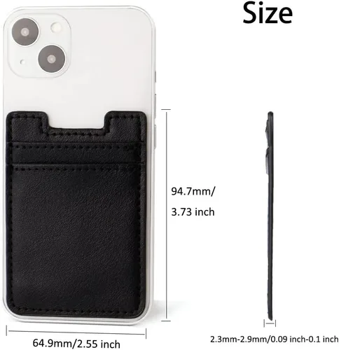 Miniatura 4 de Fulgamo Paquete de 2 carteras para teléfono, tarjetero de cuero adhesivo para tarjetas de crédito, bolsillo para la parte posterior de la funda