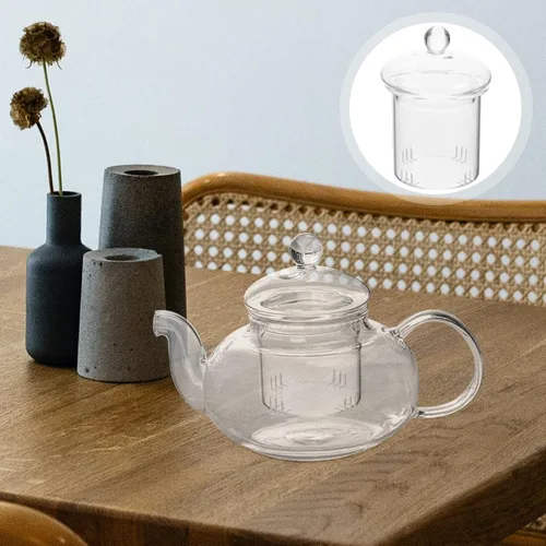 Miniatura 9 de Filtro de tetera de repuesto universal de vidrio infusor de té con tapa, colador de té, tetera de vidrio de repuesto para 20.3 fl oz