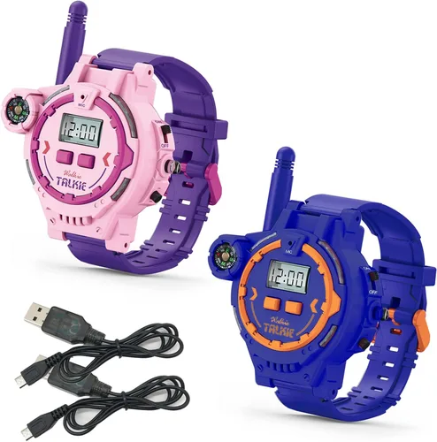 Miniatura 8 de Walkie Talkie recargable para niños, radio bidireccional Walky Talky con linterna, juego para exteriores, interfono, juguete y regalos para niños