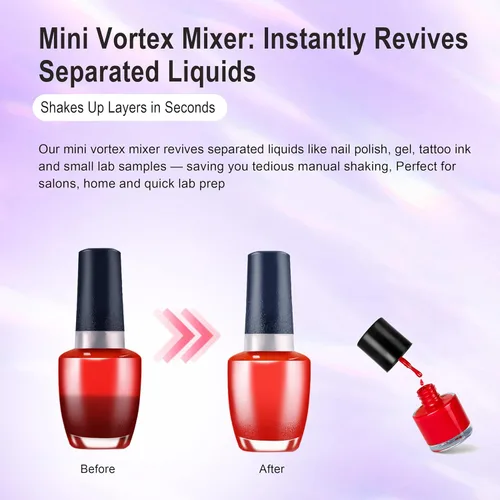 Miniatura 5 de Mezclador Mini Vórtice, Agitatedor de Esmalte de Uñas, Agitatedor de Pintura y Mezclador de Pintura para Esmalte en Gel, Pinturas Acrílicas, Púrpura