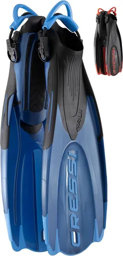 Cressi Aletas cortas ajustables para adultos - Snorkel versátil tacón abierto para usar también descalzo - Maui: Hecho en Italia