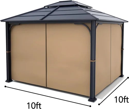 Miniatura 2 de Cortina Universal de Repuesto para Privacidad de Gazebo - Wonwon Panel de Privacidad con Toldo y Cierre para Gazebo al Aire Libre de 10 x 10 Pies