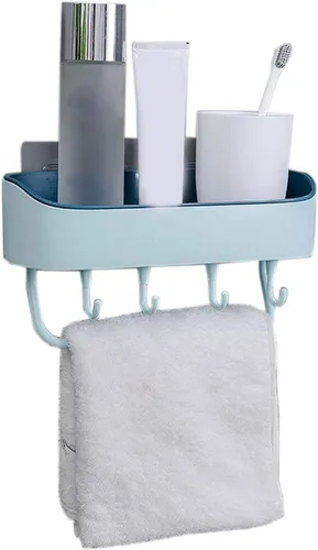 Miniatura 5 de Cicilin Estantes flotantes de plástico para baño, estantes de almacenamiento montados en la pared para cocina, baño, autoadhesivos, montados