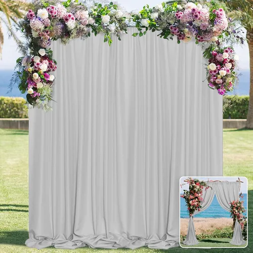 Miniatura 11 de MYSKY HOME Cortinas de 10 pies x 10 pies Verde Cazador Cortinas de Fondo para Fiestas Bodas Escenario Cortinas con Bolsillo para Barra Cortinas