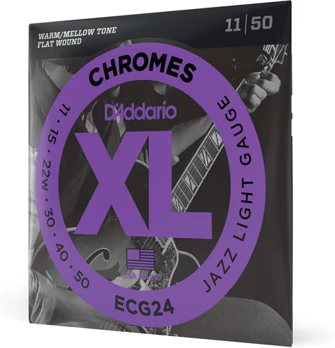 D'Addario Cuerdas de Guitarra – Cuerdas de Guitarra Eléctrica XL Chromes – Entorchado Plano – Pulidas para Sensación Ultra Suave y Tono Cálido y