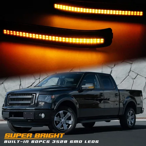 Miniatura 3 de Luces LED secuenciales para espejo lateral con lente ahumada Compatible con Ford F150 2009 a 2014
