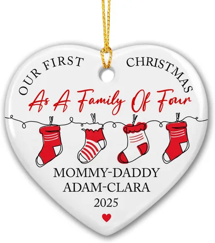 Miniatura 20 de Cat's First Christmas 2023 - Adorno personalizado de gatito, adorno de Navidad de cerámica personalizado con nombre de gato para gato, mamá y papá