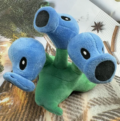Miniatura 7 de JHESAO 7 "Pea Plants and Zombies Peashooter Plush Toys Threepeater PVZ Plush 1 2 Stuffed Soft Doll Three Heads Ice Pea Toy New