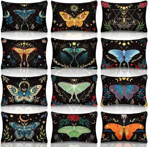 Kajaia 12 Piezas Bolsas de Maquillaje Lindas Portátiles de Viaje Monedero Bolsillo para Artículos de Tocador Organizador de Maquillaje de