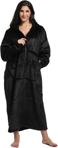 Miniatura 31 de FUSSEDA - Sudadera con manta portátil de gran tamaño, forro polar cálido y grueso con capucha sherpa acogedora con bolsillos y mangas. Regalo