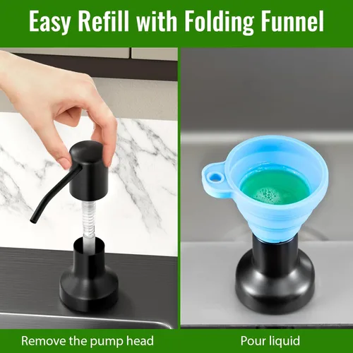 Miniatura 3 de Dispensador de jabón para fregadero de cocina, dispensador de jabón para fregadero de cocina con botella de 17 oz, recarga desde la parte superior