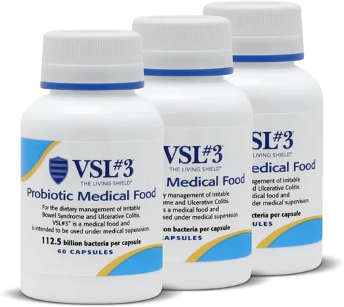 VSL #3® Probióticos para la salud digestiva, síntomas de SII y CU - 112.5B UFC, alta potencia, multicepas, vivo, probiótico refrigerado, alimento