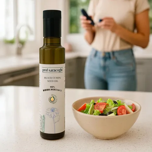 Miniatura 4 de Prof Saracoglu Botella de vidrio prensado en frío con aceite de semilla negra de alta calidad, Nigella Sativa turca, sin refinar y sin disolventes