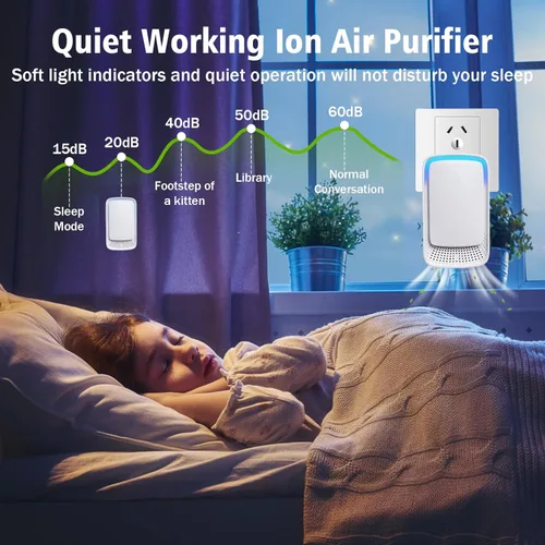 Miniatura 4 de Ionizadores de aire enchufables para el hogar, paquete de 4, purificador de aire de iones negativos para el hogar, dormitorio, oficina, sala