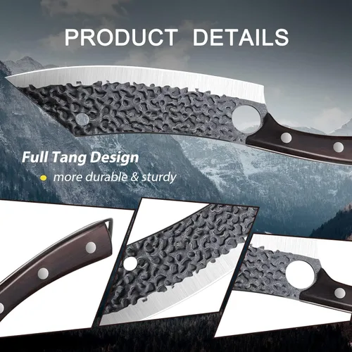 Miniatura 5 de Cuchillo de cocina Purple Dragon de 8 pulgadas, cuchillo de carnicero japonés ultra afilado para cortar carne y vegetales con orificio para el dedo