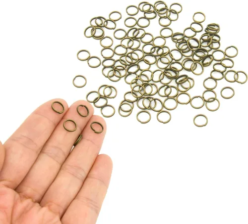 Miniatura 9 de 200 piezas de mini anillo de salto dividido de 0.394 pulgadas con doble bucles, pequeños anillos redondos de metal negro, conectores para hacer