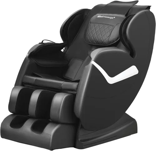 BestMassage Silla de masaje de gravedad cero, cuerpo completo, silla eléctrica de masaje Shiatsu, reclinable con rodillos de pie, terapia de calor