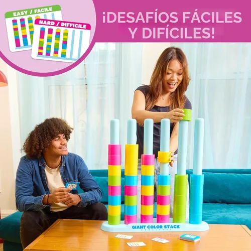 Miniatura 5 de Giant Color Stack Challenge de Relatable - Ganador del Premio Nappa 2025, juego de apilamiento de estrategia con 50 rompecabezas, actividad de patio