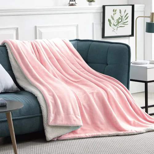 Miniatura 13 de Walensee Manta de Forro Polar Sherpa (Tamaño Individual 60"x80" Coral) Manta Afelpada Peluda Súper Suave Reversible de Microfibra y Franela