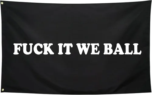 Miniatura 8 de Bandera "Fuck It We Ball" Negra Banderas Divertidas y Geniales para Dormitorio Universitario Chicos Chicas Pared Banderas de Meme Estandarte 3x5