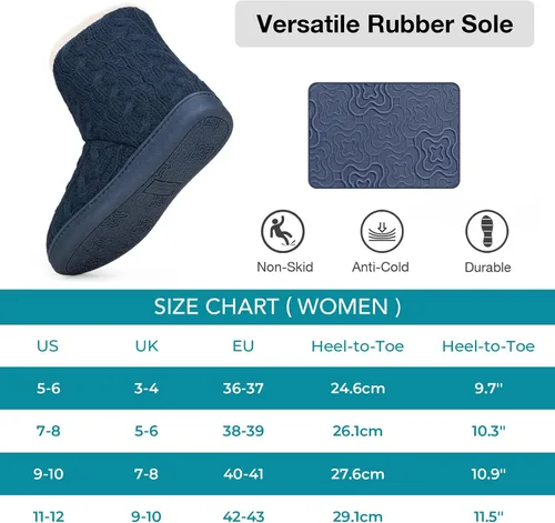 Miniatura 6 de HomeTop Pantuflas tipo botín de punto para mujer, mullidas y cálidas, de espuma viscoelástica, para interiores