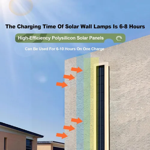 Miniatura 2 de Luces solares de pared LED impermeables para exteriores, 15.7 in de largo, pantalla de acrílico montada del atardecer al amanecer, 8 W, lámpara