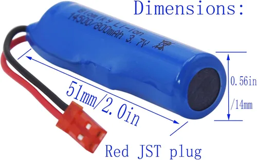 Miniatura 4 de Blomiky 3.7 V 800 mAh batería recargable de iones de litio con enchufe JST y cable USB para Huina 1337 1338 RC construcción camiones /1337 JST