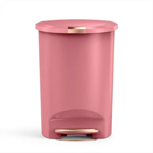 Miniatura 9 de simplehuman Basurero semicircular de 50 litros con tapa de cierre suave para cocina, manos libres, color blanco