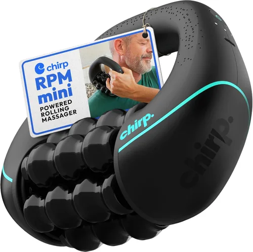 Miniatura 10 de Chirp Masajeador de percusión RPM – Masajeador muscular de tejido profundo y rodillo de espalda con base manos libres, rodillo masajeador de piernas