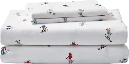 Miniatura 26 de Eddie Bauer - Sábanas individuales, juego de ropa de cama de franela de algodón, cepillada para mayor suavidad, decoración acogedora para el hogar