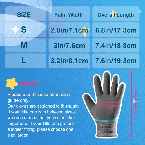 Miniatura 6 de COOLJOB 2 pares de guantes de jardinería impermeables para niños de 2 a 4 años, revestimiento de goma antideslizante de doble capa, guantes