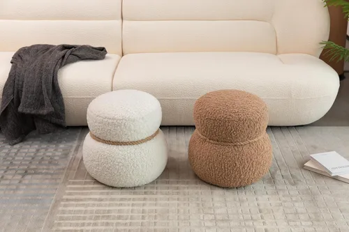 Miniatura 5 de Taburete de muñeco de nieve de 14.56 pulgadas, reposapiés otomano de tela moderna, taburete redondo de peluche con tres patas debajo del escritorio