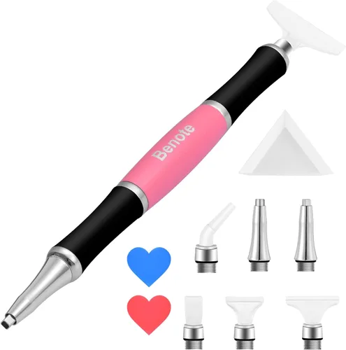 Miniatura 8 de benote Bolígrafo ergonómico de pintura artística de diamante, punta de metal de goma doble con rosca redonda y cuadrada para pintura de diamante 5D