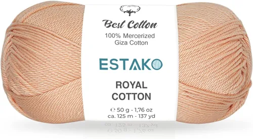 Miniatura 59 de Estako Algodón Royal, 100% hilo de algodón giza mercerizado, suave, súper fino 1 para ganchillo y tejer, 1.76 onzas (50g) / 137 yardas (125m)