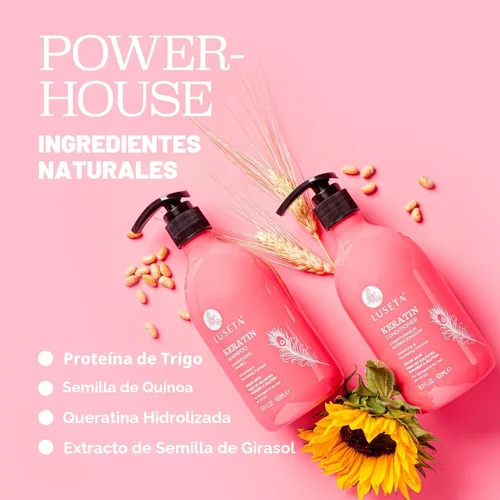 Miniatura 2 de Luseta - Champú y acondicionador de queratina para cabello teñido dañado y seco, tratamiento capilar de queratina para suavizar, nutrir