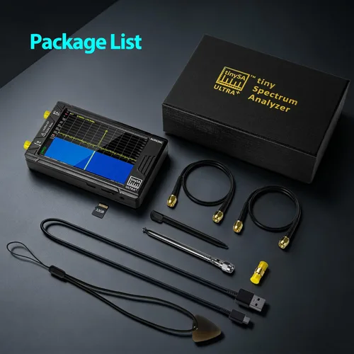Miniatura 9 de AURSINC Analizador de espectro TinySA Ultra+ ZS406, 4.0 pulgadas, 100 kHz-5.4 GHz, analizador de frecuencia portátil con tarjeta de 32 GB, HW