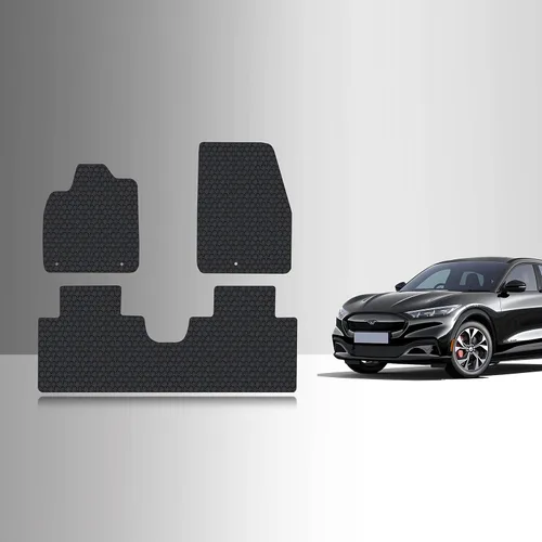 TOUGHPRO Juego de accesorios de alfombrillas (primera fila + 2ª fila) para Ford Mustang Mach E para todo tipo de clima, resistentes (fabricado en