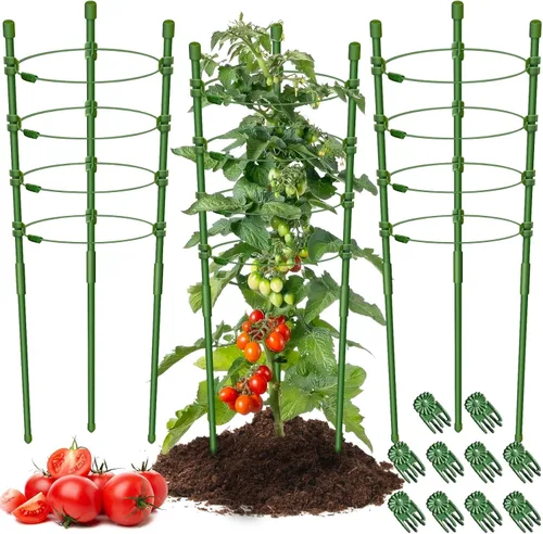 Miniatura 8 de Legigo Paquete de 3 jaulas de soporte para plantas, jaulas de tomate para jardín, estacas ajustables de 18 pulgadas para plantas enrejadas, anillos
