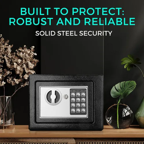 Miniatura 7 de Flexzion Caja fuerte digital pequeña con teclado, caja fuerte para dinero con teclado electrónico, caja de seguridad digital para el hogar, oficina