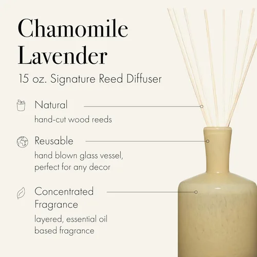Miniatura 2 de LAFCO New York Signature - Difusor de varillas de manzanilla y lavanda, 15 onzas, hasta 9 meses de vida de fragancia, reutilizable, recipiente