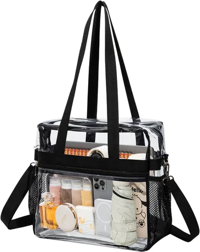 Miniatura 10 de Bolsa transparente de PVC transparente - Bolso cruzado transparente impermeable con correa ajustable y extraíble