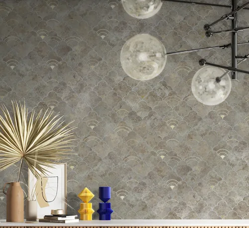 Miniatura 6 de COLAMO 10 piezas de lujo para despegar y pegar, azulejos adhesivos inteligentes de metal dorado mezcla de piedra sintética, pegar en chorro de agua