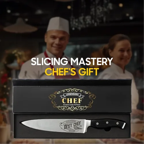 Miniatura 3 de Cuchillo de chef de alta calidad para regalo, grabado Best Chef, cuchillo de cocina de acero al carbono de 8 pulgadas con mango de madera de Pakka