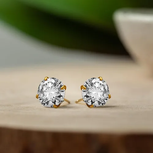 Miniatura 4 de Aretes con pasador de oro de 10 quilates con circonio Swarovski (1 ct), oro amarillo, Amarillo, 6456910YZZSTD