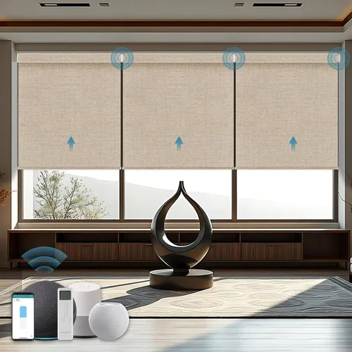 Miniatura 31 de Persiana Motorizada, Compatible con Homekit Thread-Enabled, Persianas Inteligentes 100% Opacas con Control Remoto, Persiana Enrollable Eléctrica