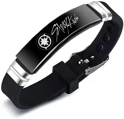 Miniatura 4 de AntaQuyaN Paquete de 2 pulseras Kpop Stray Kids Merch Bracelets, pulseras de silicona con dijes para niños, joyería para regalos, color blanco