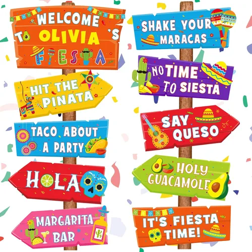 20 carteles de fiesta mexicana para fiesta de taco, bar, carteles direccionales para fiestas temáticas de Cinco de Mayo, decoración de patio con